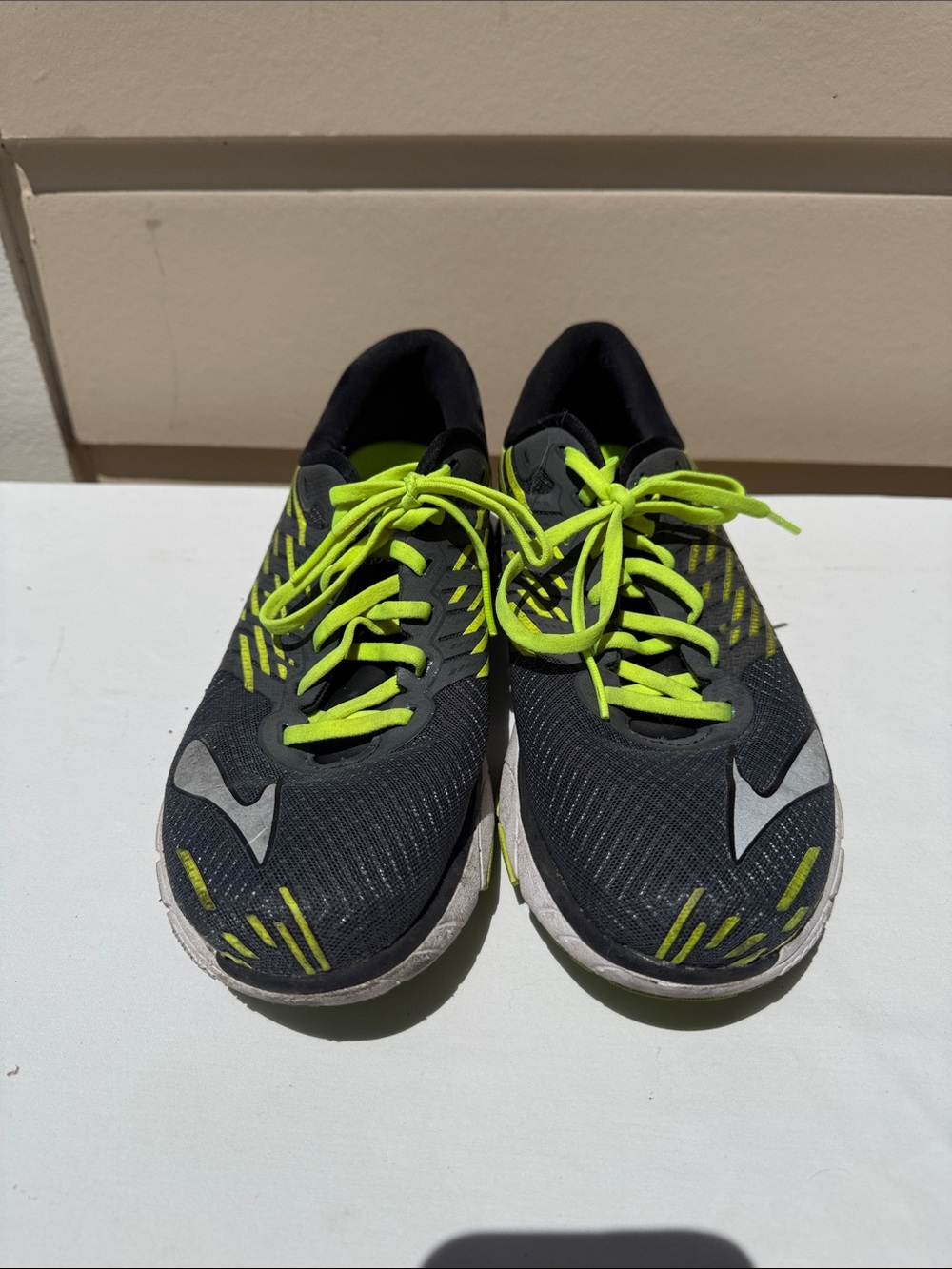 USED Men's Black and Neon Green Brooks Running Shoes